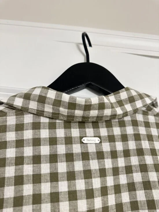 BARBOUR Adele Midi Shirt Dress in Dusky Gingham Green Size US 10 - Picture 8 of 12